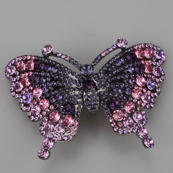 Elegant butterfly Swarovski Rhinestone hair barrette.NWT - Picture 4 of 5